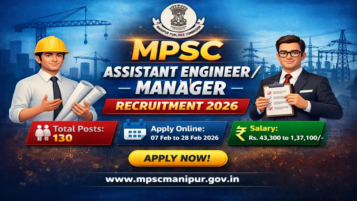 Manipur PSC Recruitment 2026 » Apply Online AE, Manager 130 Posts